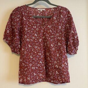 MADEWELL Puff Sleeve Floral Top size XS